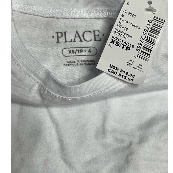 The Children's Place Girls White Short Sleeve T-Shirt XS - Picture 4 of 7